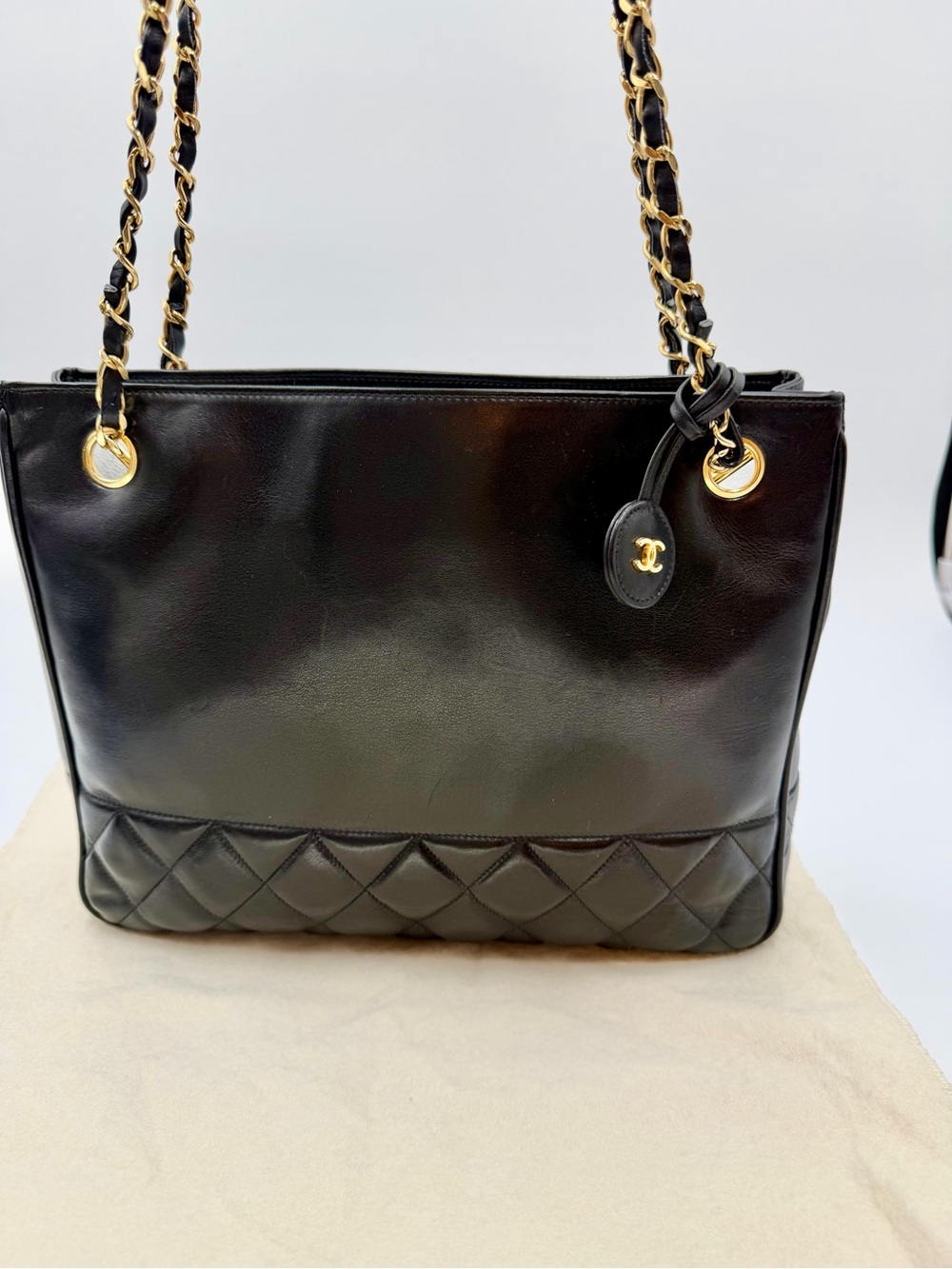 CHANEL Black Vintage Shoulder Bag  W/Authenticity Card, Dust Bag and Entrupy COA